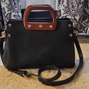 Madison West Handbag With Wood Handles